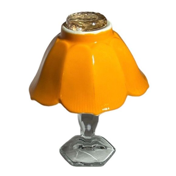 Art Deco Orange Ceramic and Glass Faux Lamp Decoration with Lusterware Top - Picture 2 of 7